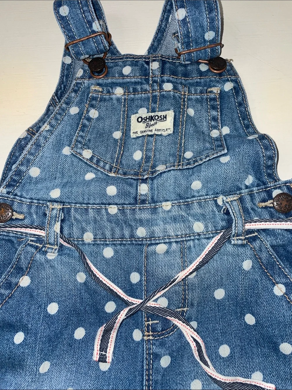 Oshkosh polka dot denim bib overalls 18 months